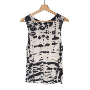 Monrow Modal Tie Dye Tank Top | Black/Gray | XS